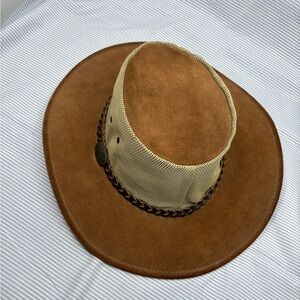 Jacaru Australia Summer Breeze Hat M/L Brown Leather Mesh Outback Cowboy Bush